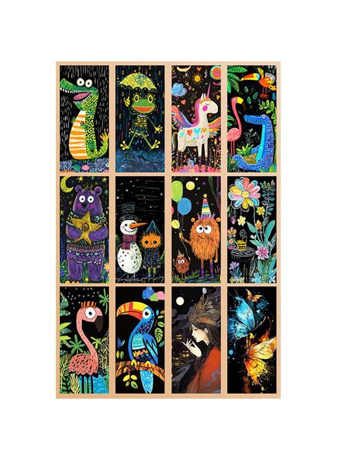 Ryoma Scratch Art Painting Scratch Paper Rainbow Painting Sketch Pads DIY Art Craft Set， 4 Pcs Vincent Van Gogh Engraving and 24Pcs Classic Landmarks and Animal Series for Kids & Adults with 3 Tools - Image 4