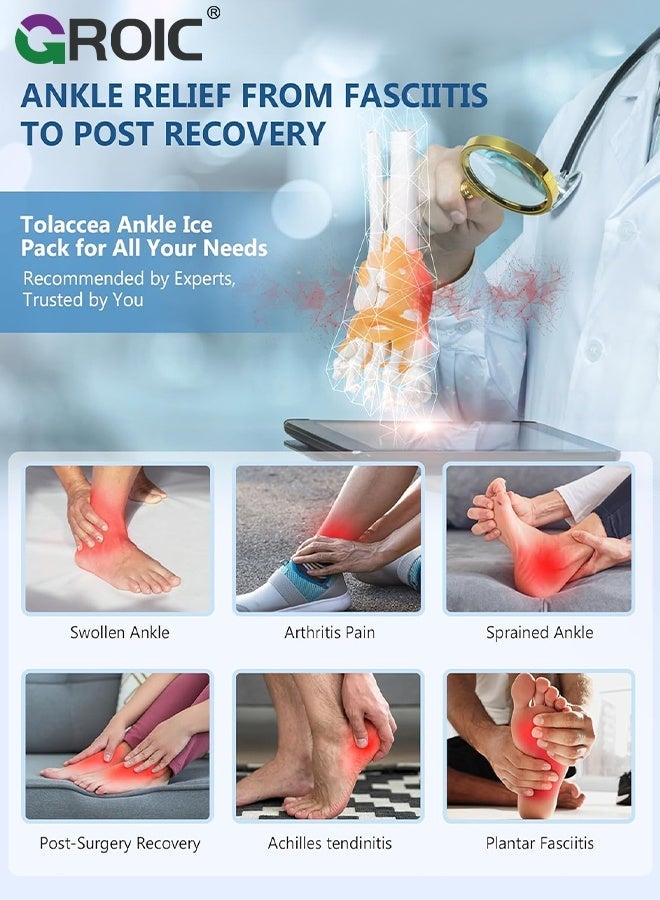 GROIC Ankle Ice Pack Wrap for Swelling,Hot & Cold Therapy Compression Sleeve for Plantar Fasciitis Relief, Achilles Tendonitis, Sprain, Heel Pain,Reusable Foot Ice Pack Wrap,Cold Pack for Sprained Ankle Injuries - Image 5