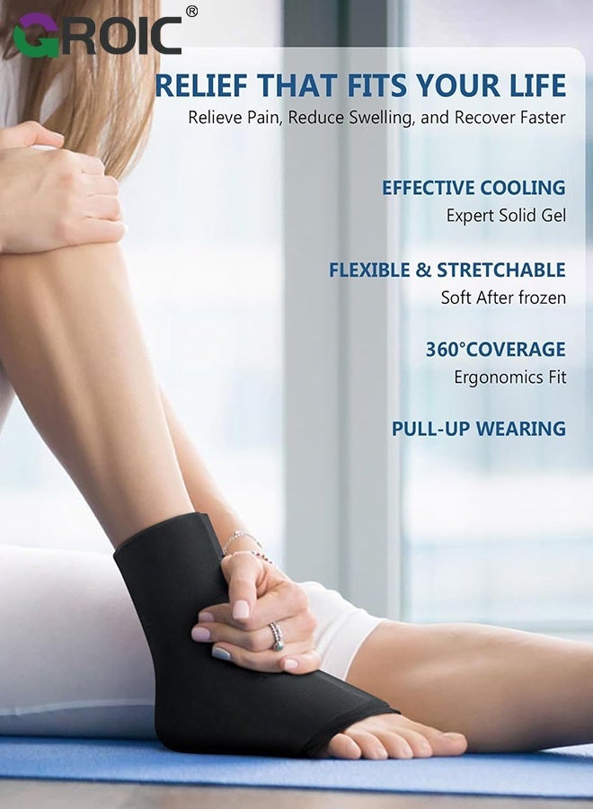 GROIC Ankle Ice Pack Wrap for Swelling,Hot & Cold Therapy Compression Sleeve for Plantar Fasciitis Relief, Achilles Tendonitis, Sprain, Heel Pain,Reusable Foot Ice Pack Wrap,Cold Pack for Sprained Ankle Injuries - Image 3
