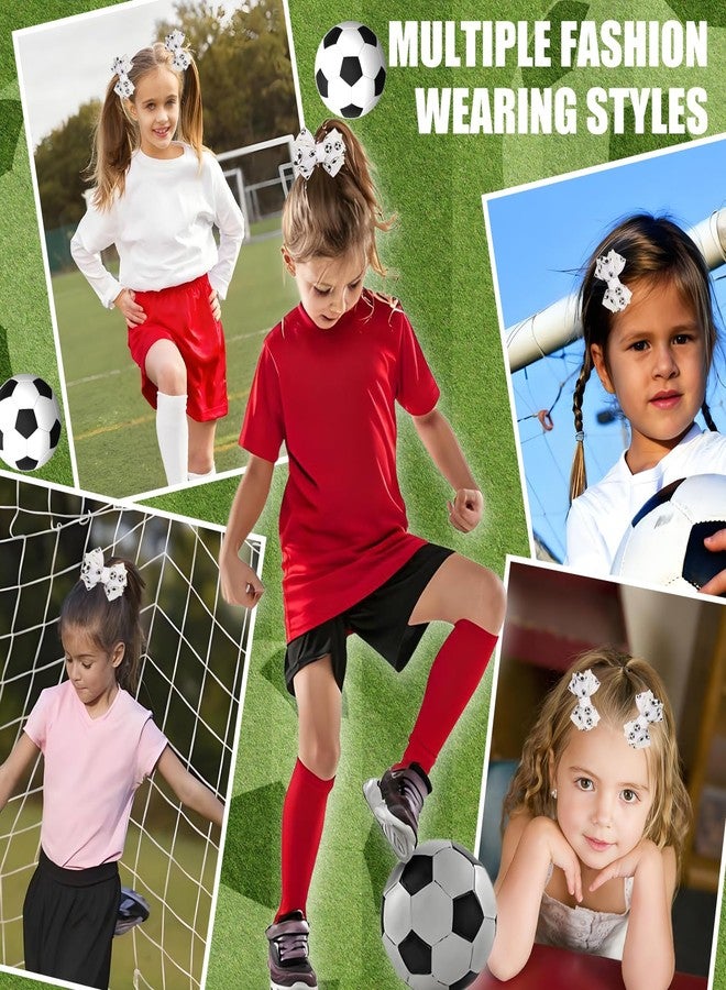 CUBACO 4 Pcs Soccer Bow Hair Clips 4 Inch Sports Hair Bow Soccer Grosgrain Ribbon Bows Hair Accessories for Girl Player School Team Football Birthday Party - Image 4