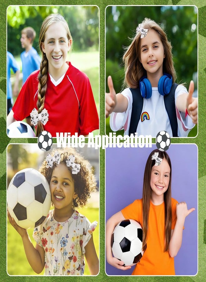 CUBACO 4 Pcs Soccer Bow Hair Clips 4 Inch Sports Hair Bow Soccer Grosgrain Ribbon Bows Hair Accessories for Girl Player School Team Football Birthday Party - Image 5
