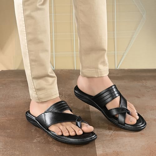 Centrino Sandal for Men | Enhanced Grip Insole for Superior Stability | Modern & Stylish Design with Adjustable Straps | Lightweight & Comfortable Footwear for All-Day Wear 9771_BLACK_7 UK - Image 2