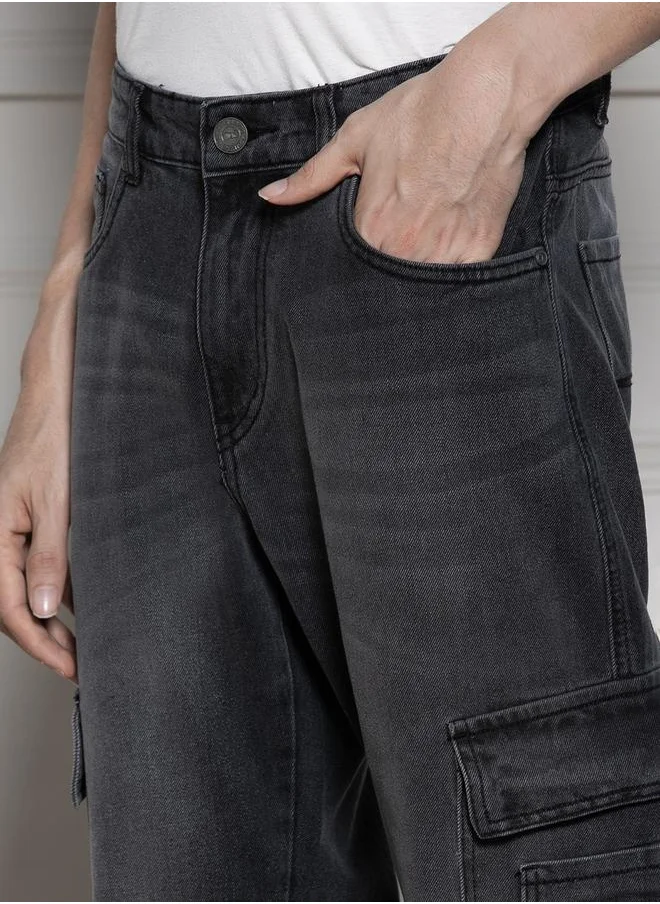 دينيس لينغو Men’s Dark Grey Relaxed Fit Jeans