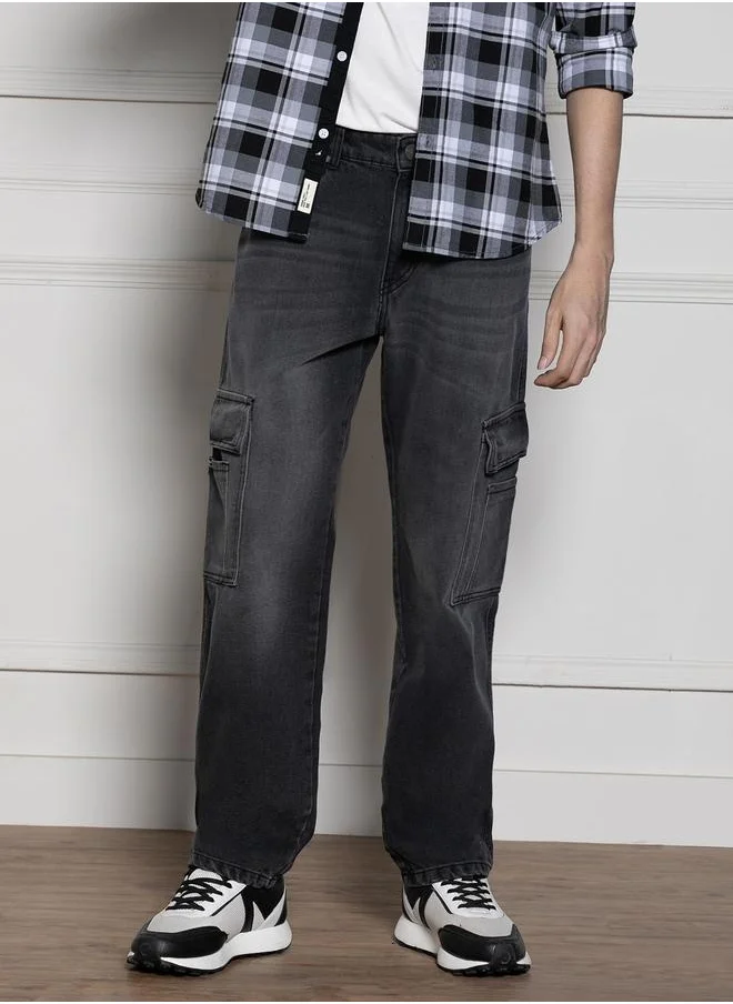 دينيس لينغو Men’s Dark Grey Relaxed Fit Jeans