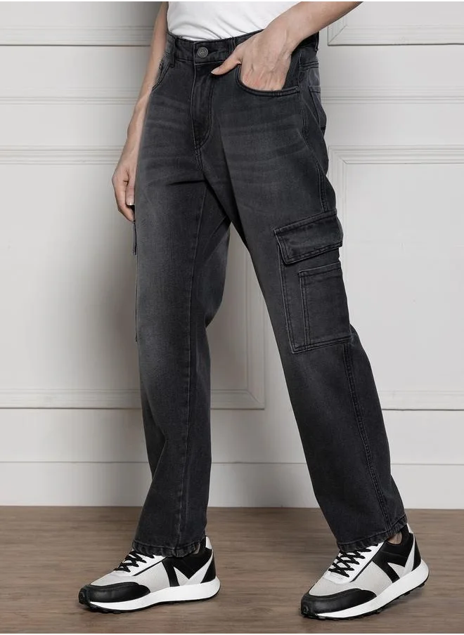 دينيس لينغو Men’s Dark Grey Relaxed Fit Jeans