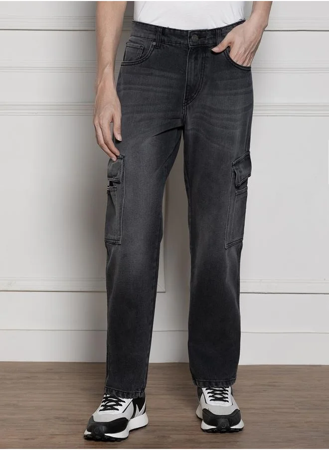 دينيس لينغو Men’s Dark Grey Relaxed Fit Jeans