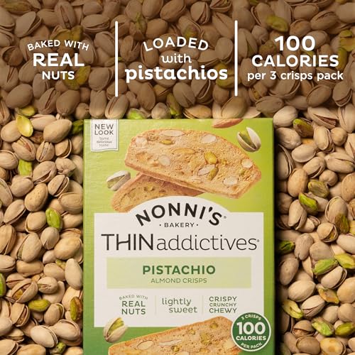 Nonni's THINaddictives Almond Thin Cookies - 6 Boxes Pistachio Almond Cookie Thins - Sweet Crunchy & Chewy Almond Cookies - Biscotti Individually Wrapped Cookies - Kosher Coffee Cookies - 4.4 oz - Image 5