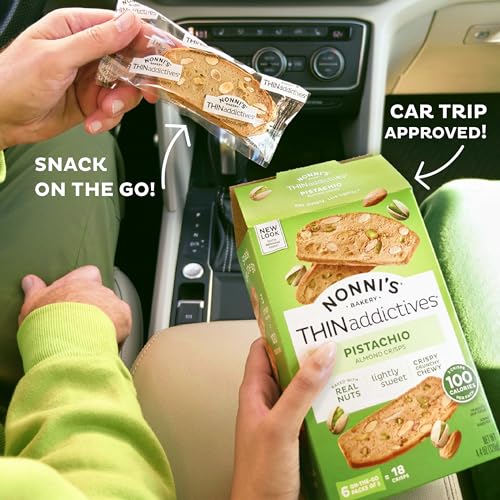 Nonni's THINaddictives Almond Thin Cookies - 6 Boxes Pistachio Almond Cookie Thins - Sweet Crunchy & Chewy Almond Cookies - Biscotti Individually Wrapped Cookies - Kosher Coffee Cookies - 4.4 oz - Image 3