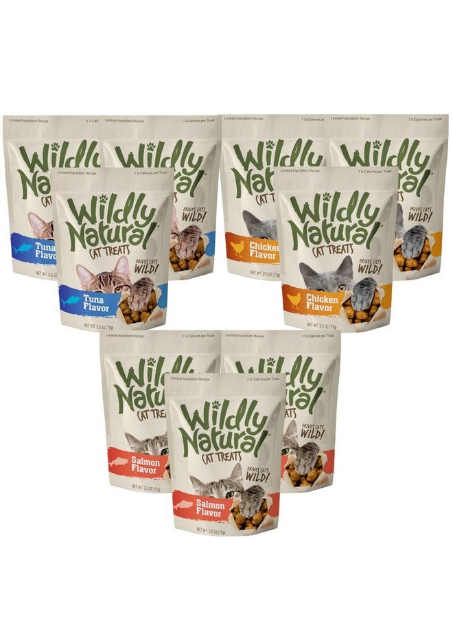 Fruitables - Fruitables Wildly Natural Cat Treat Variety Pack with Chicken, Tuna and Salmon, 9 Pack, (3) 2.5 Ounce Bags of Each Flavor - Image 1