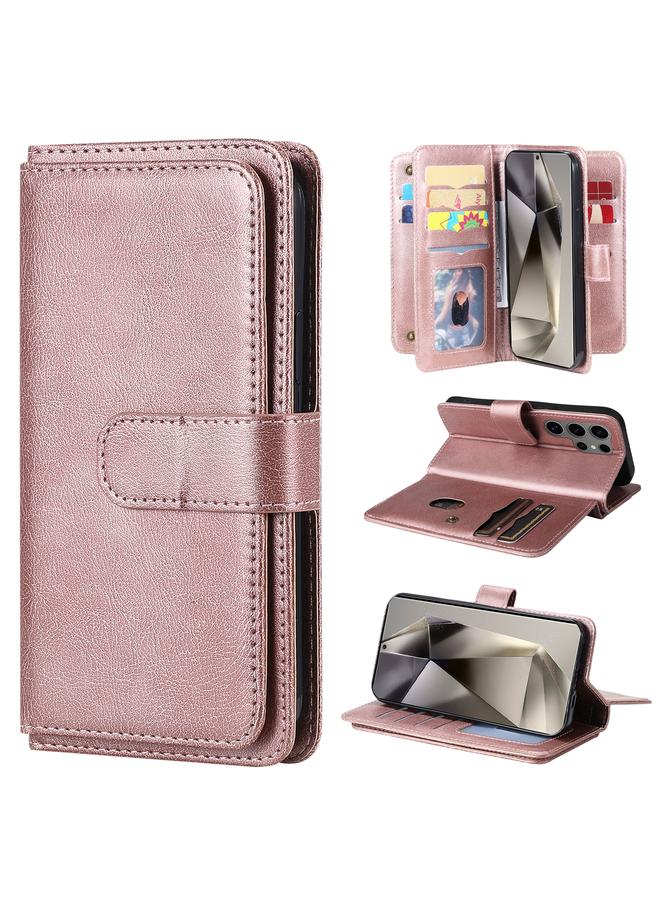 اس-توب جراب لهاتف Samsung Galaxy S25 Ultra 5G متعدد الوظائف مع محفظة و10 فتحات للبطاقات، جراب هاتف جلدي - Image 1