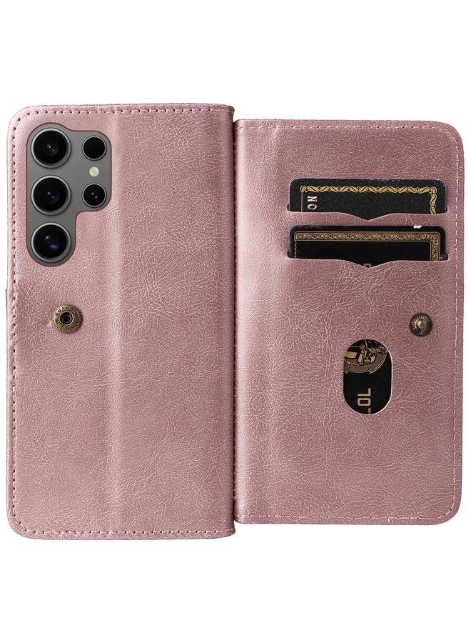 اس-توب جراب لهاتف Samsung Galaxy S25 Ultra 5G متعدد الوظائف مع محفظة و10 فتحات للبطاقات، جراب هاتف جلدي - Image 4