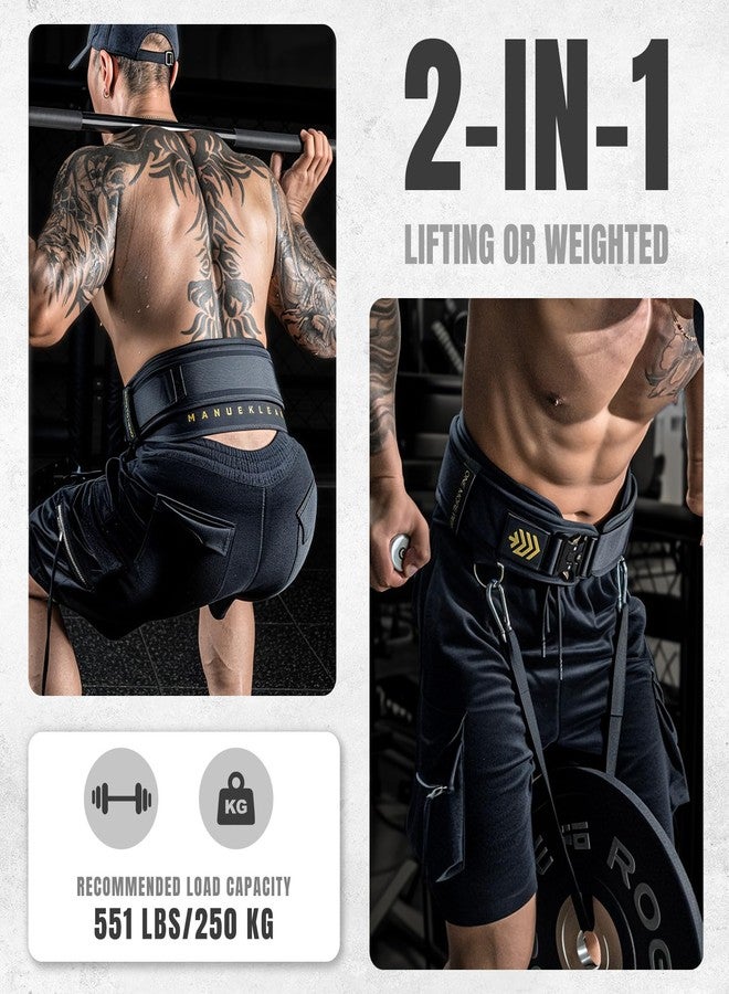 M MANUEKLEAR MANUEKLEAR 2-in-1 Weightlifting Belt & Dip Belt with 36.7 IN Rope, Double-Layer Weight Lifting Belts, Powerlifting Gym Weighted Belt for Pull Up Squat (Midnight Black, L(34-37in)) - Image 2