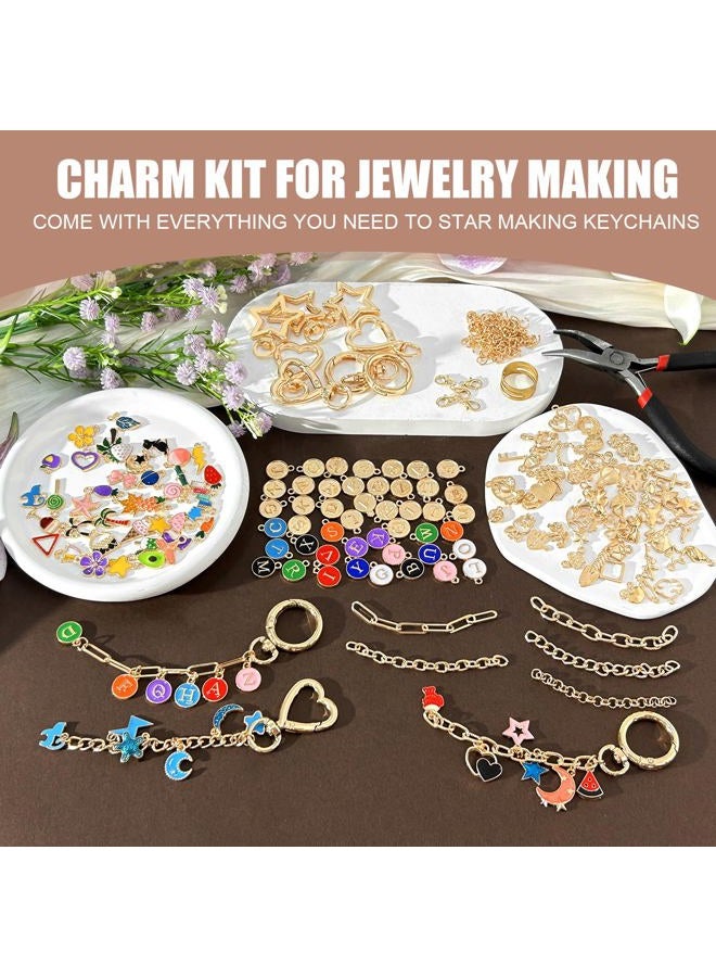 PPVWEY 287 PCS Charms Lip Gloss Keychain Making Kit for Women, DIY Craft Supplies with Charms, Key Chain Hooks, Jump Rings, Lobster Clasps, Chains & Tools, Keychains Making Supplies for DIY Crafting - Image 4