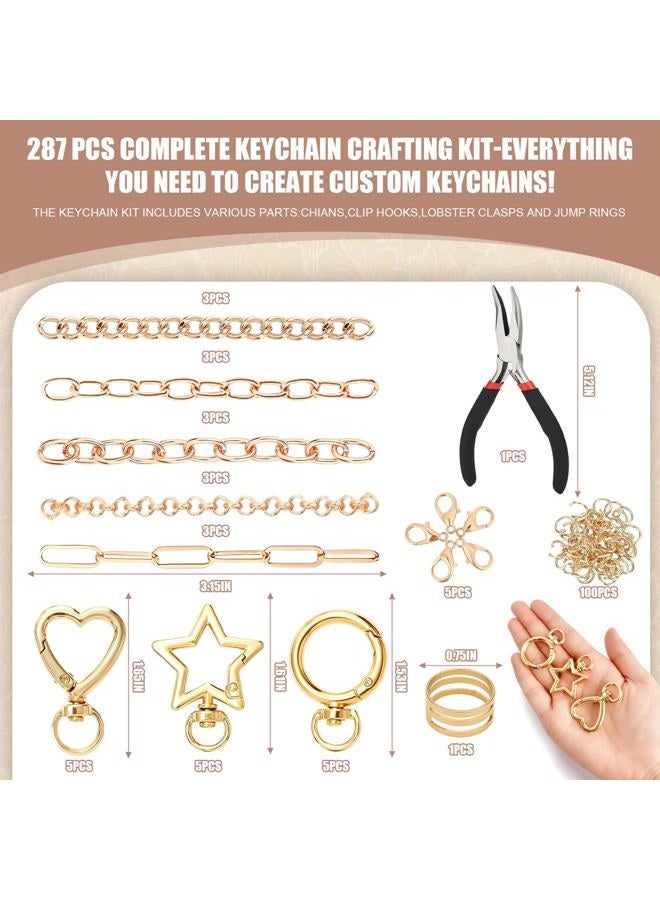 PPVWEY 287 PCS Charms Lip Gloss Keychain Making Kit for Women, DIY Craft Supplies with Charms, Key Chain Hooks, Jump Rings, Lobster Clasps, Chains & Tools, Keychains Making Supplies for DIY Crafting - Image 3