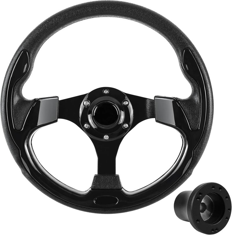 VOONKE Golf Cart Steering Wheel and Golf Adapter for Club Car EZGO TXT & RXV Golf Carts Adapter Skid -(5156BLACK) - Image 1