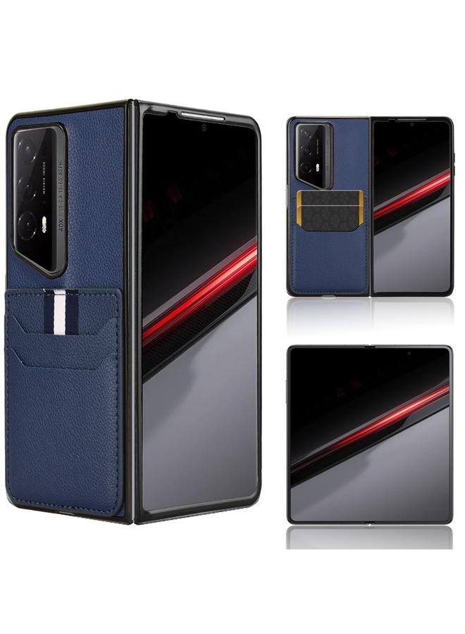 اس-توب جراب لهاتف Honor Magic V2 RSR Porsche Design بنقشة الليتشي وفتحات للبطاقات وغطاء خلفي للهاتف - Image 1