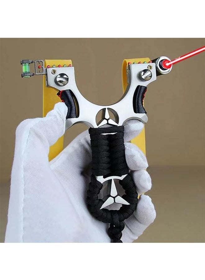 Rock Pow Hunting Slingshots Set, Professional Laser Slingshot for Outdoor Hunting,Adult high-speed catapult slingshot,100 Ammo Balls and 2 Rubber Bands.  - Image 5