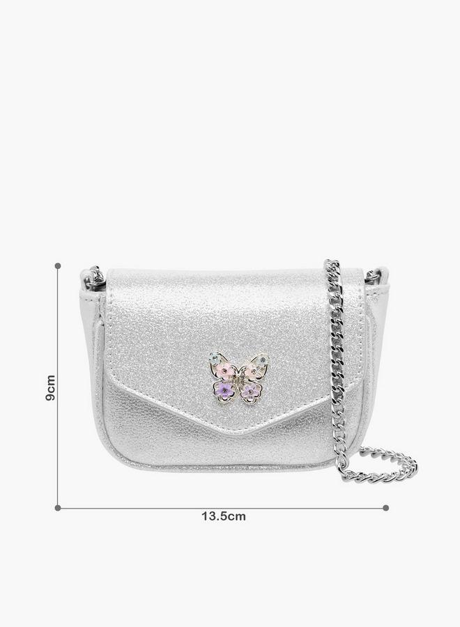 Celeste Butterfly Embellished Crossbody Bag with Chain Strap - Image 2