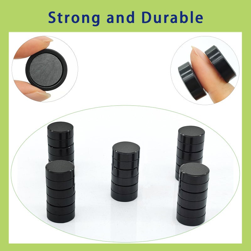 PYJLBX Fridge Magnets, 10 Pcs Strong Refrigerator Magnets, Heavy Duty Round Small Magnets for Whiteboard Fridge Locker Craft,Decorative Cute Mini Magnet for School Classroom Office Kitchen Home, Black - Image 2