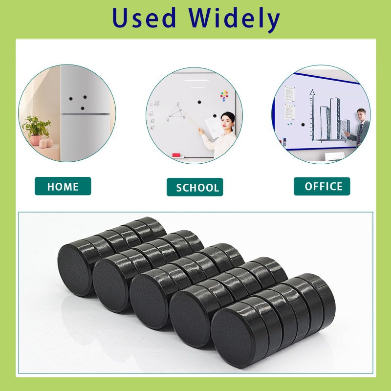 PYJLBX Fridge Magnets, 10 Pcs Strong Refrigerator Magnets, Heavy Duty Round Small Magnets for Whiteboard Fridge Locker Craft,Decorative Cute Mini Magnet for School Classroom Office Kitchen Home, Black - Image 3