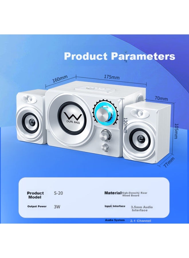 SADA S-20 Computer Desktop Speaker 2.1 Subwoofer Home Wooden Speaker Desktop Notebook Universal Multimedia Active Wired Gaming Online Course Speaker - Image 2