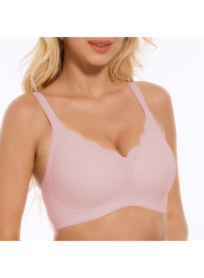 European And American Clothing Jacquard No Rims Anti-sagging Breast-retracting Bra Comfortable Large Size Underwear Top Support