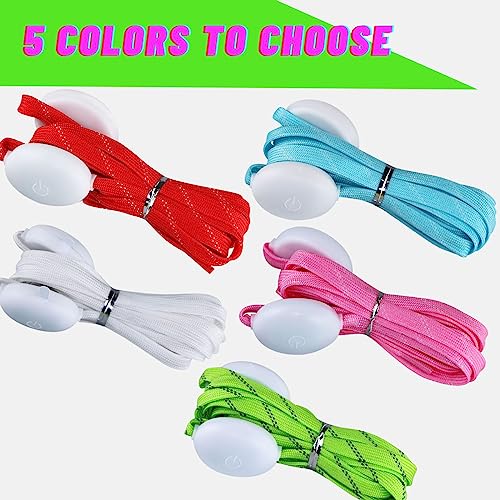 F Flammi Flammi LED Nylon Shoelaces Light Up Glow in The Dark for Party Dancing Skating (Pink) - Image 3