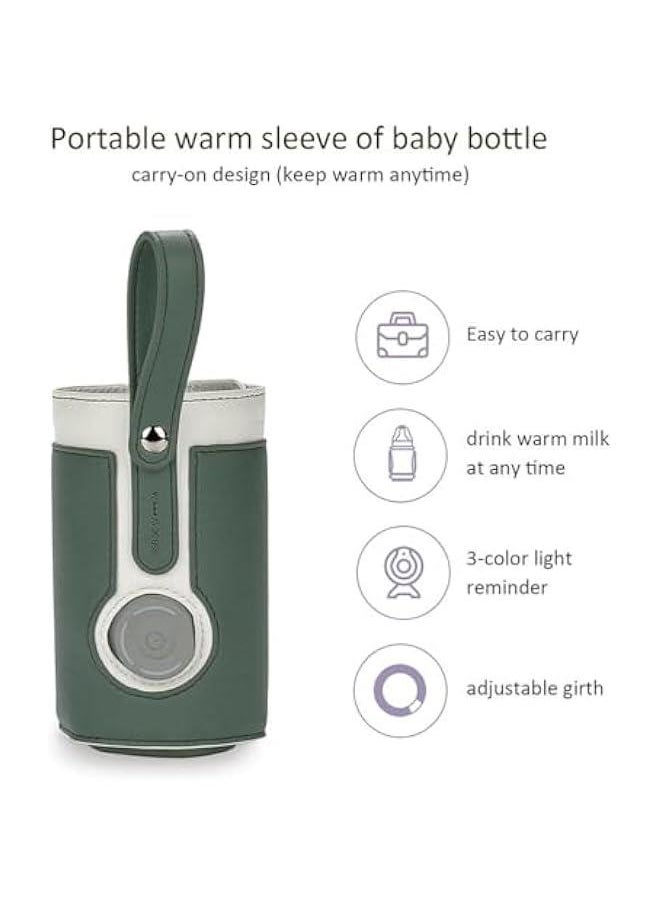 Gonice Portable Baby Bottle Warmer with 3 Temperature Settings, USB Insulated Cover for Breastmilk & Formula, Ideal for Travel & Outdoor Use (Green)  - Image 2