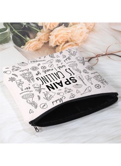 POFULL Spain Family Trip Gift Spain Is Calling And I Must Go Cosmetic Bag Spanish Honeymoon Gift (Spain Is Calling Cosmetic Bag)  - Image 3