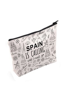 POFULL Spain Family Trip Gift Spain Is Calling And I Must Go Cosmetic Bag Spanish Honeymoon Gift (Spain Is Calling Cosmetic Bag)  - Image 1