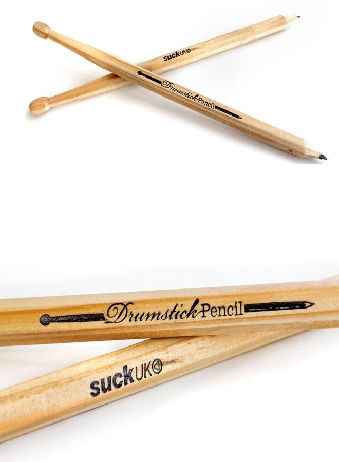 صك UK أقلام رصاص على شكل عصا طبل من Suck UK - هدايا مميزة لعشاق الطبول من الرجال ومحبي الموسيقى - قلم رصاص خشبي على شكل عصا طبل للرسم - أدوات مكتبية ومدرسية فريدة - أقلام رصاص رائعة على شكل طقم طبول - طقم من قلمين أسودين - Image 4