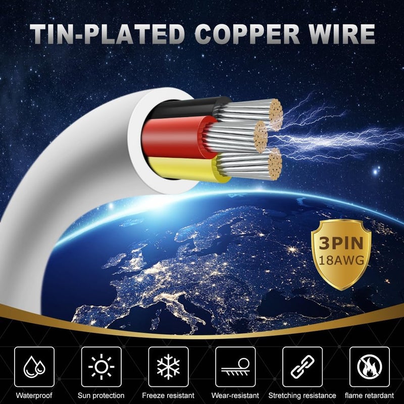 U.E Flexible Wire – 3 Core x 2.5 sqmm – 70°C – H05VV-F 100% Copper – White – Durable Electrical Cable (15 METER) - Image 4
