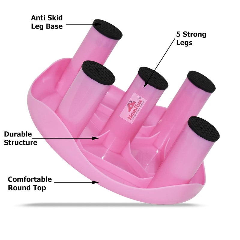 Homfine Homfine Rounded 5 Legs Bath Stool Patla/Chair Anti Skid Base for Bathroom, Home, Kitchen (1Pc, Pink) Plastic - 30xx30x12.5cm  - Image 2