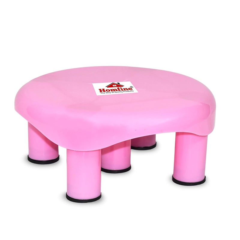 Homfine Homfine Rounded 5 Legs Bath Stool Patla/Chair Anti Skid Base for Bathroom, Home, Kitchen (1Pc, Pink) Plastic - 30xx30x12.5cm  - Image 1