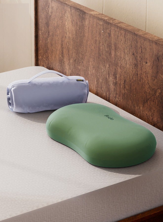 Frido Cuddle Pillow | Plush Memory Foam Sleeping Pillow | Best Cuddle Pillow for Side Sleepers | Hugging Pillow for Adults | Anti-Frizz Pillow for Bed | Travel Neck Pillow for Airplanes – Olive Green