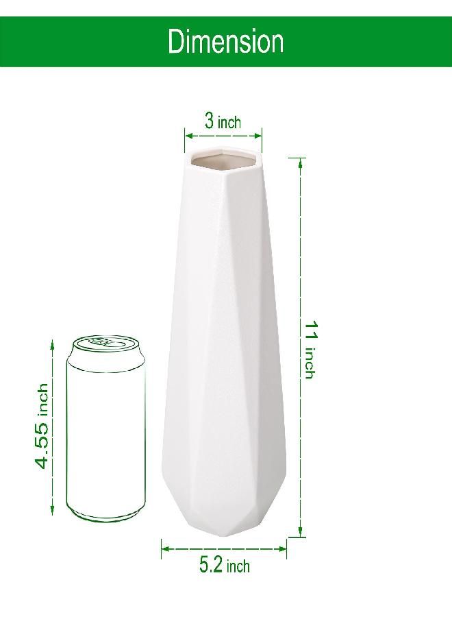 D'vine Dev D'vine Dev 11 Inch Snow White Ceramic Vase, Geometric Handmade Craft Flower Vase with Design Box Packaged, VS-GM-SW-11 - Image 2