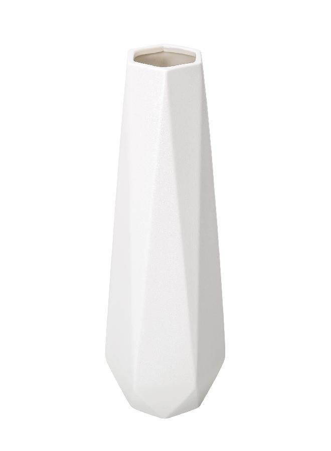 D'vine Dev D'vine Dev 11 Inch Snow White Ceramic Vase, Geometric Handmade Craft Flower Vase with Design Box Packaged, VS-GM-SW-11 - Image 3