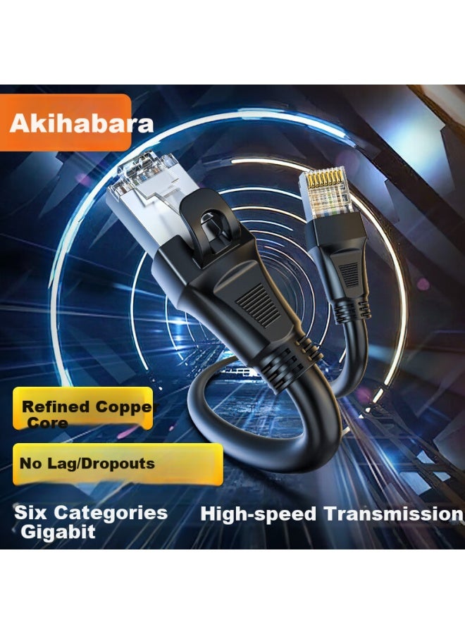 CHOSEAL Akihabara Cat6 Gigabit Ethernet Cable, Cat6 Shielded 8-core Twisted Pair, Engineering And Home Computer Broadband Monitoring Patch Cable, Pre-made Network Cable, Black, 12 Meters, Qs5069 - Image 1