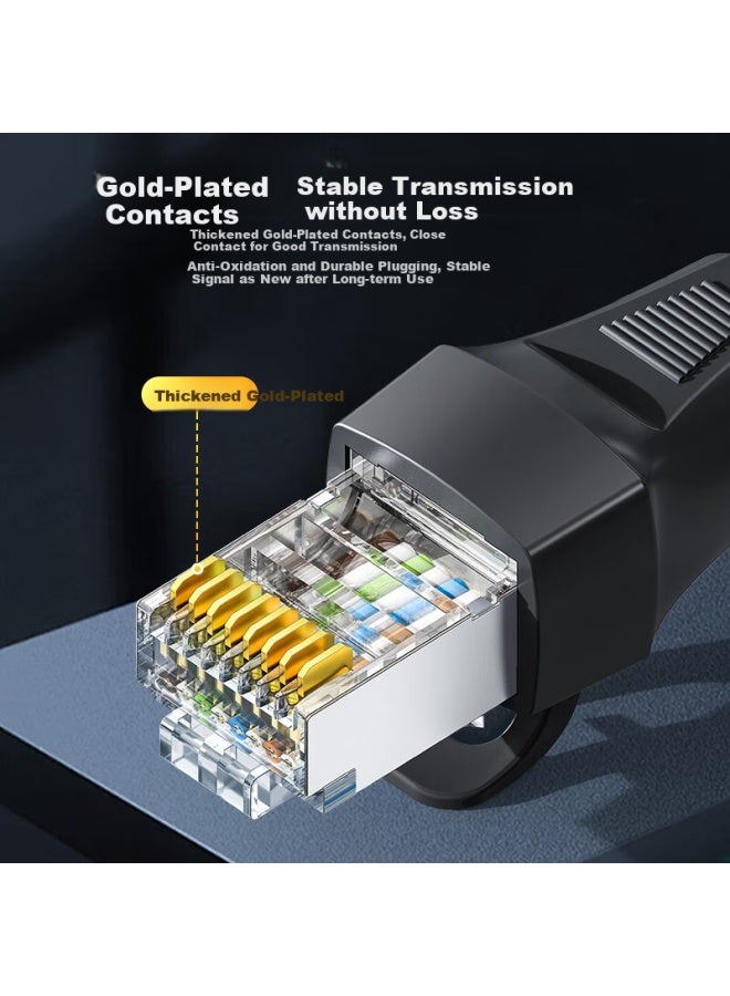 CHOSEAL Akihabara Cat6 Gigabit Ethernet Cable, Cat6 Shielded 8-core Twisted Pair, Engineering And Home Computer Broadband Monitoring Patch Cable, Pre-made Network Cable, Black, 12 Meters, Qs5069 - Image 2
