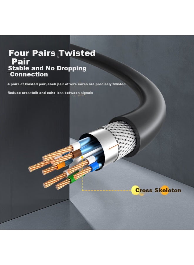 CHOSEAL Akihabara Cat6 Gigabit Ethernet Cable, Cat6 Shielded 8-core Twisted Pair, Engineering And Home Computer Broadband Monitoring Patch Cable, Pre-made Network Cable, Black, 12 Meters, Qs5069 - Image 3