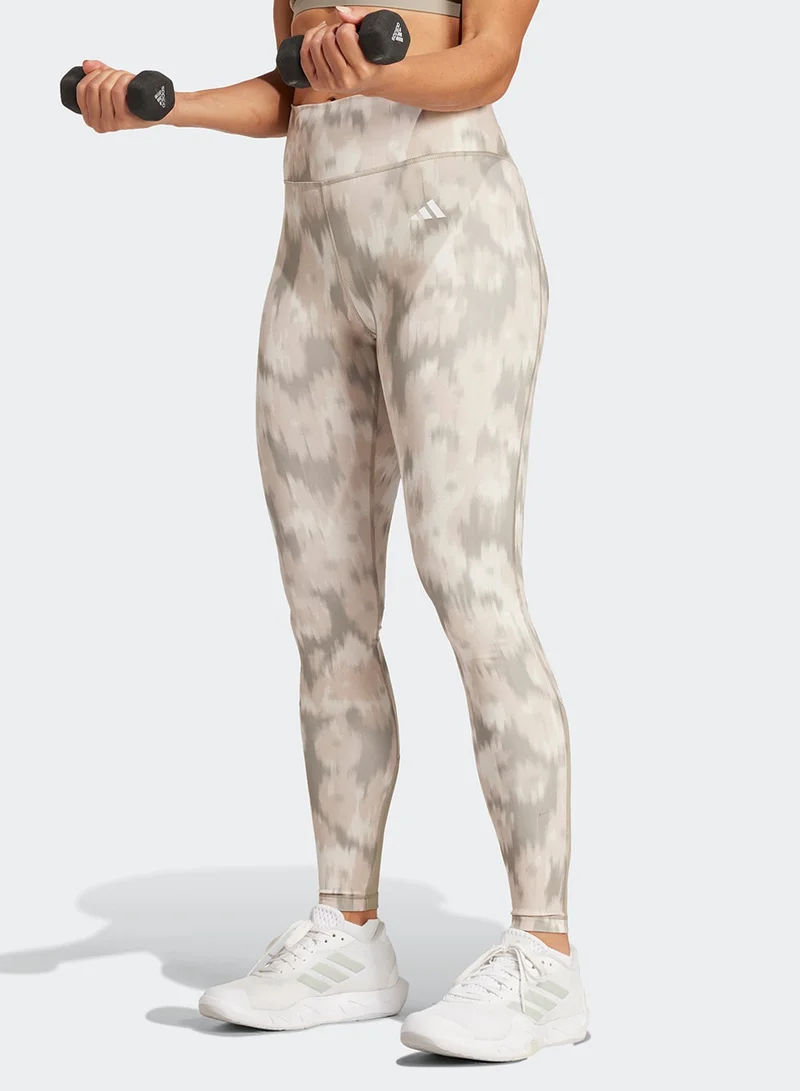 Adidas Opt Ess Aop L Beige Training Tights 2XS