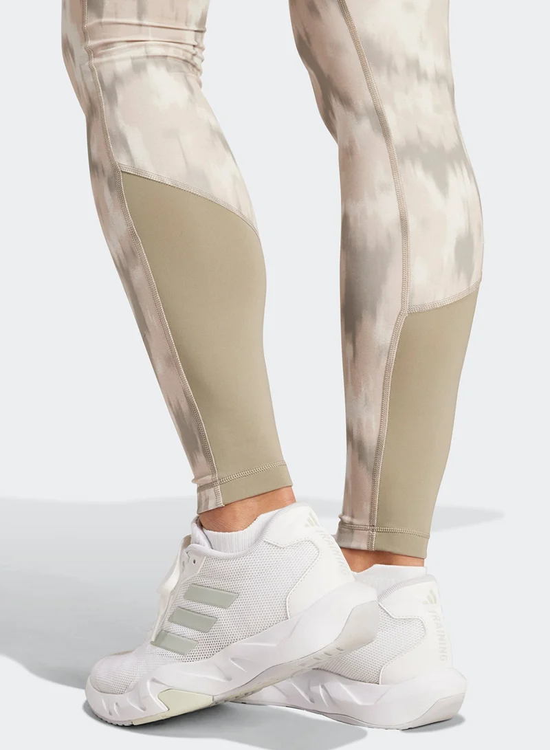 Adidas Opt Ess Aop L Beige Training Tights 2XS
