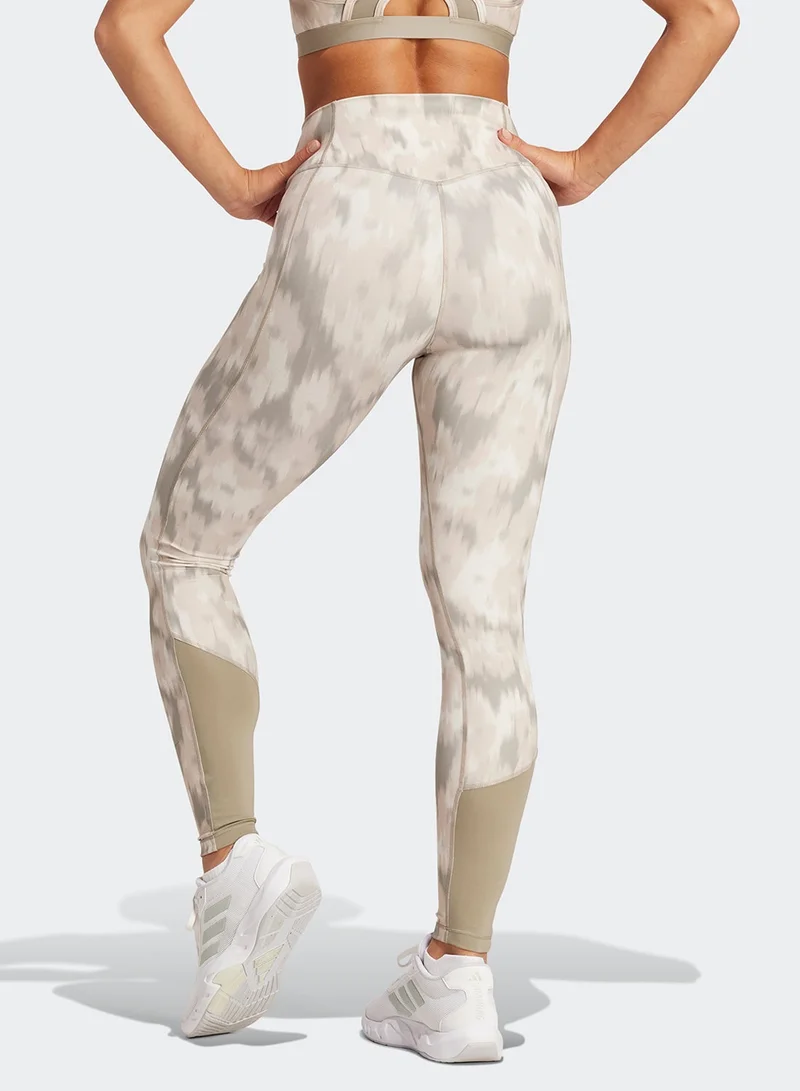 Adidas Opt Ess Aop L Beige Training Tights 2XS