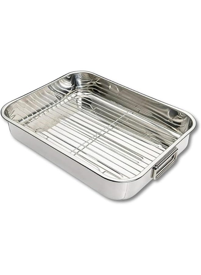 صينية تحميص من الفولاذ المقاوم للصدأ – متينة ومتعددة الاستخدامات 2 قطعه - Image 1