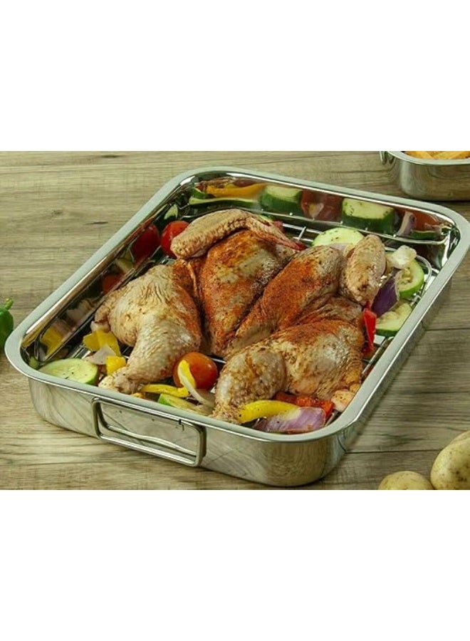 صينية تحميص من الفولاذ المقاوم للصدأ – متينة ومتعددة الاستخدامات 2 قطعه - Image 2