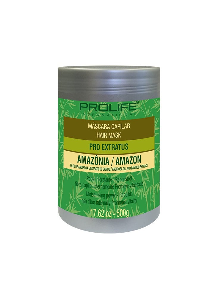 PROLIFE INTERNATIONAL PRO EXTRATUS HAIR MASK Deep Chemically Damaged Hair Treatment Mask Rebuild Hair Fiber Internally and Promots vitality with Andiroba Oils and Bamboo Extrats 500G Made In Brazil  - Image 1