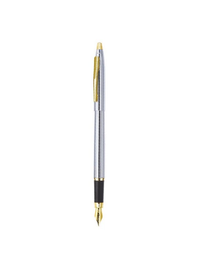 pierre cardin Kriss White Gold Premium Fountain Pen | Luxurious Golden Trim & Nib | Free Ink Converter And Cartridges | Ideal For Christmas, New Year & Corporate Gifting - Image 1