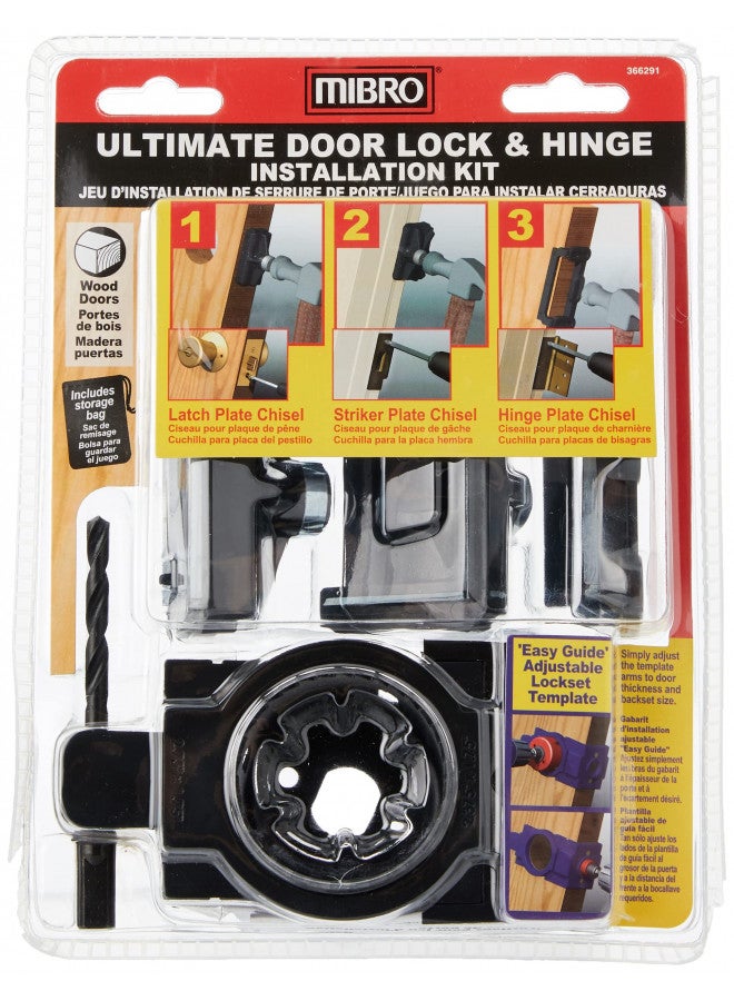 MIBRO 366291 Ultimate Door Lock and Hinge Installation Kit for Wood Doors