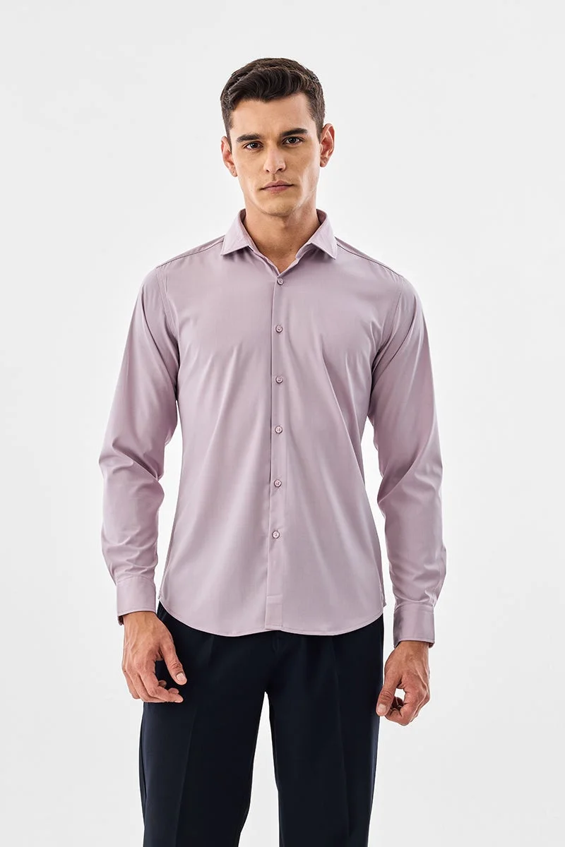 سنيتش Mauve Solid Long Sleeve Slim Fit Formal Luxe Shirt