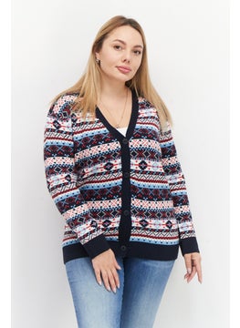 Threadbare Women Button Front Cardigan, Navy Combo  - Image 1